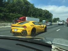 Yellow Ferrari F12 TDF spotted by Michael Hoatson in Maryland. It's the first one to be driven around the state.