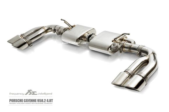 Fi Exhaust for Porsche 958.2 – Valvetronic Muffler with Quad Silver Tips.