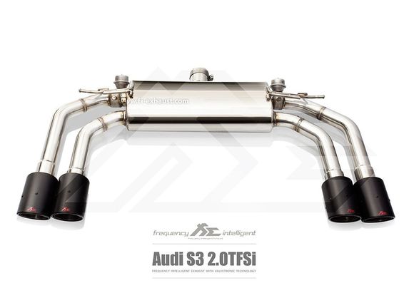 Fi Exhaust for Audi S3 - Valvetronic Muffler & Quad Carbon Fiber Tips.