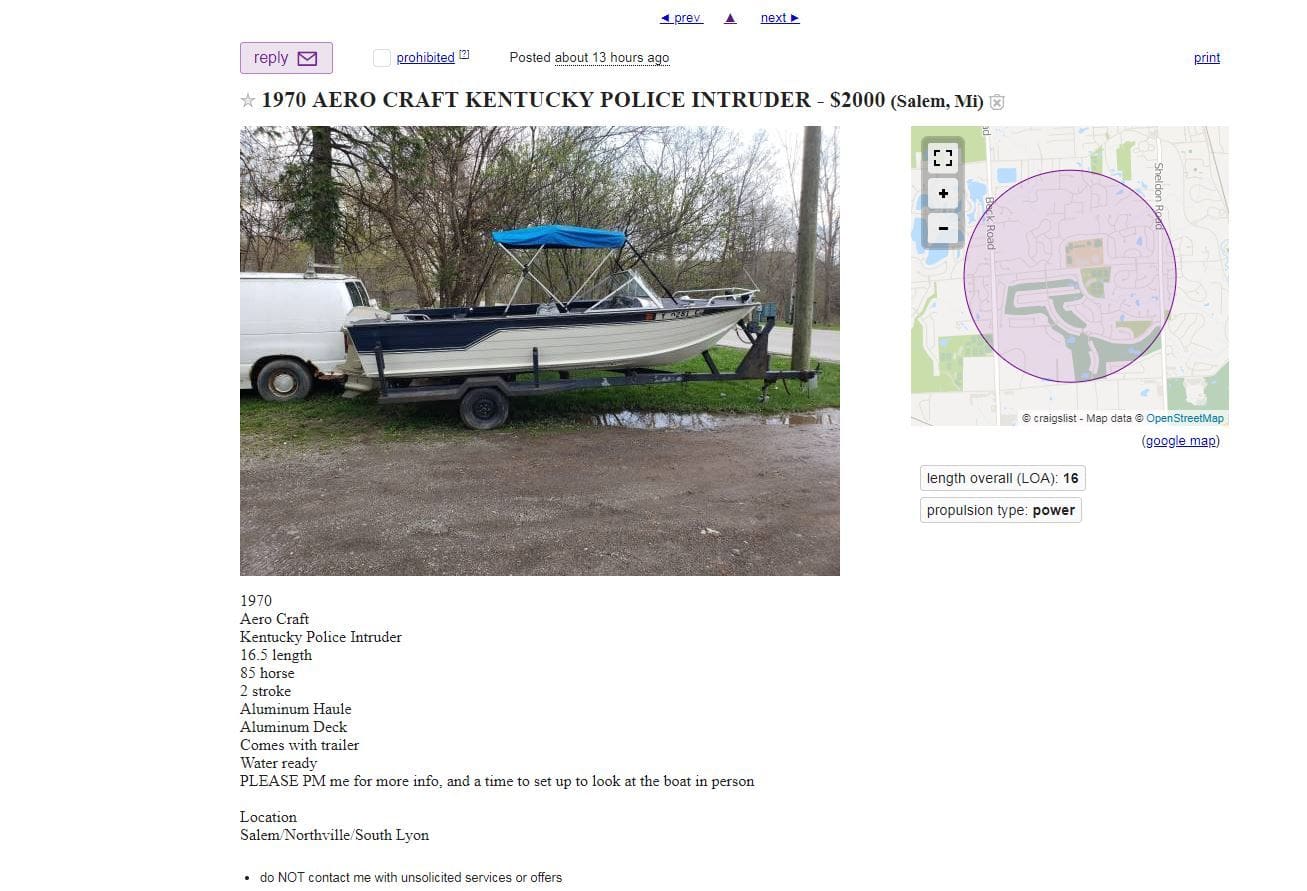 Craigslist Special - Kentucky Police Intruder - The Hull Truth - Boating and Fishing Forum