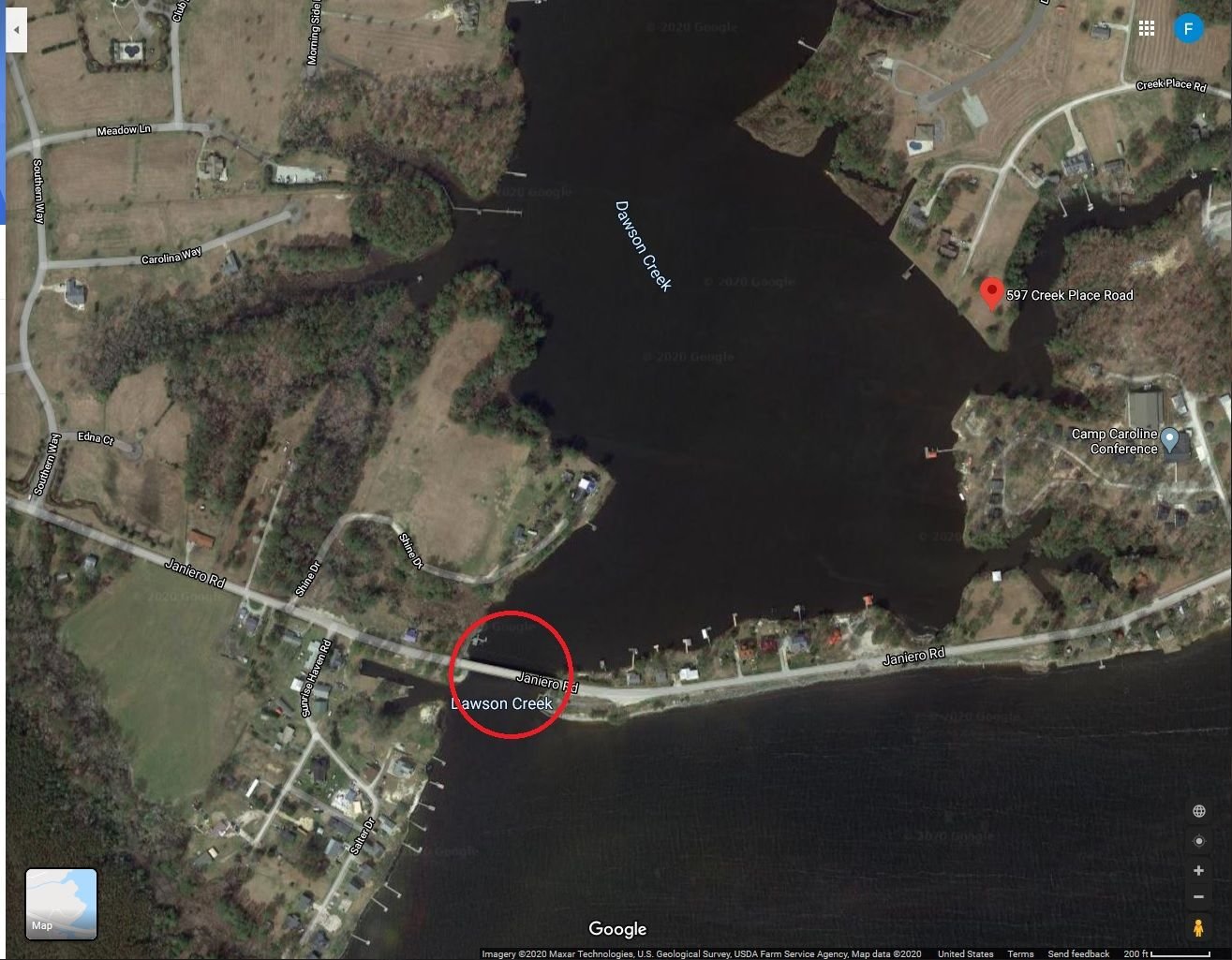 Bridge clearance of Janiero Rd over Dawson Creek? The Hull Truth