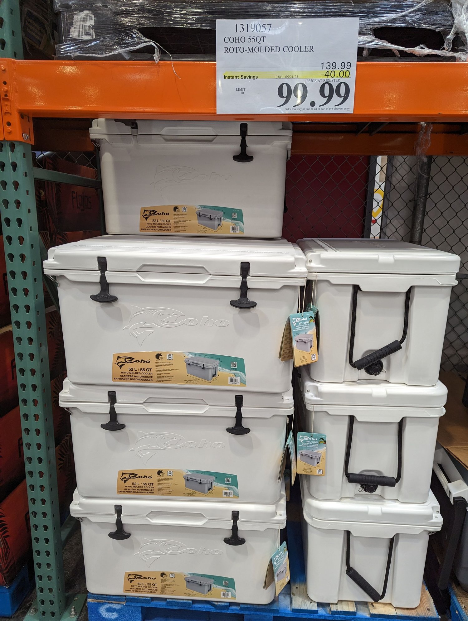 Coho pack n carry boxes and molded coolers are in-store at Costco