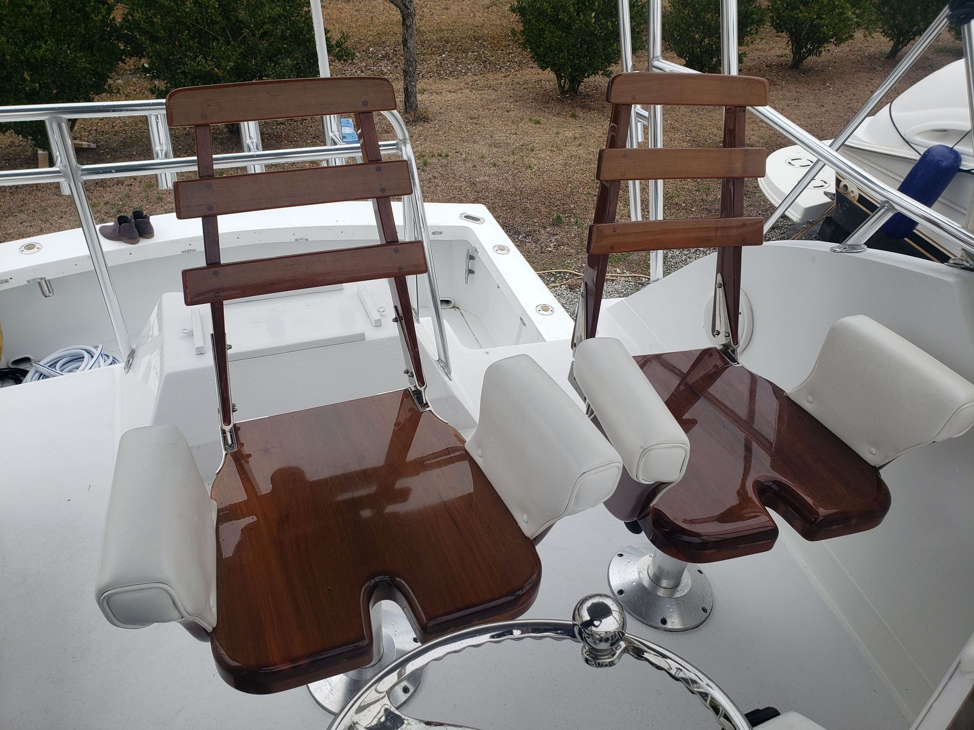 Pair of ladder back helm chairs/seats The Hull Truth