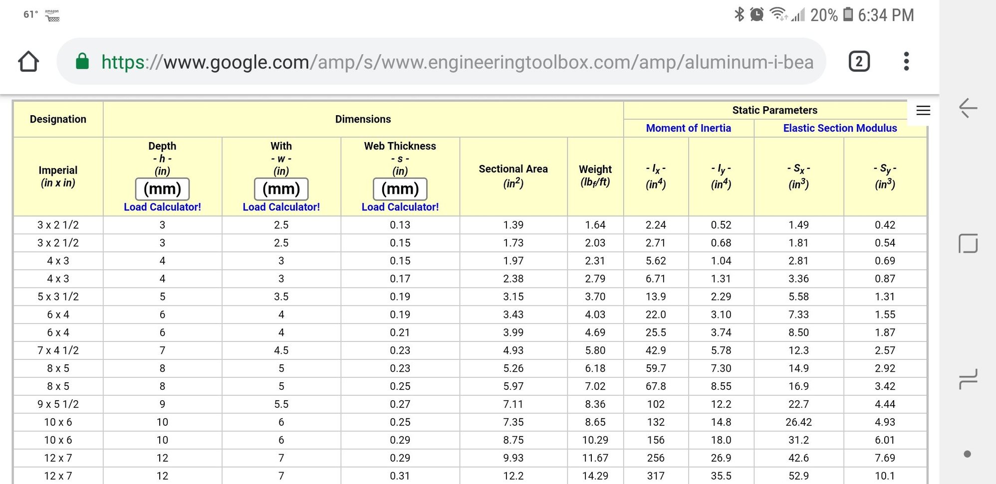 Interlake Beam Capacity Chart