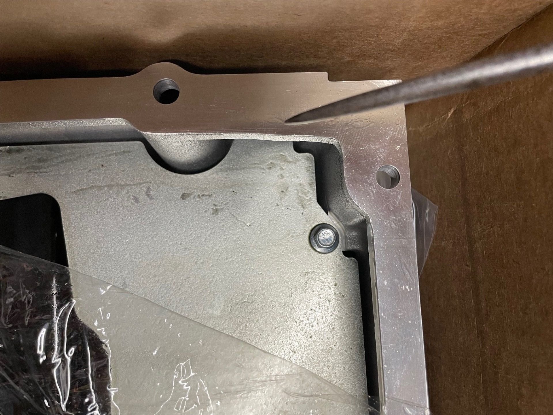 This is the -1 oil pan gasket surface.  I measured the width here with a dial caliper and got a measurement of about .900