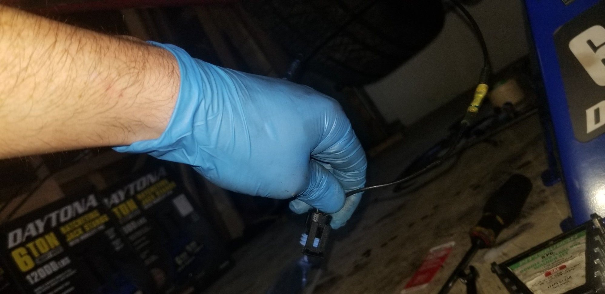 take the new pigtail, and orient it so the plug faces down, and clip faces you.  The wire on the RIGHT (with the yellow butt connector there) is your PURPLE wire (Yes, I realize I probably should have used those connectors on the yellow wire)