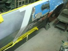 The white tape is where the factory white is and to the right is where the stripes ended on the car mid season 88.