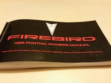 Owners Manual - 89 Pontiac Firebird