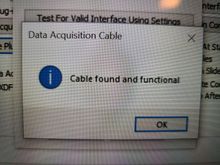 Data Aquisition Cable test result, while the cable is disconnected from the running car, and while IT IS CONNECTED!
