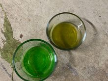 Yikes on bikes! Scrapping this car asap. (Kidding…)

The coolant on the left is straight from the bottle and the coolant on the right was taken from the radiator using a syringe. Note that the coolant on the right is no more than a week old… 