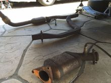 The components of a 99 LS1 exhaust system.