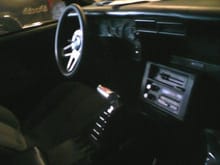 finally the installd picture of the shifter, can also see the cheap steering wheel i bought from o'reillys