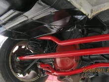 Rear Suspension with pan hard bar to allow for true dual exhaust