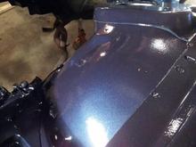 Painted! GM Imperial Metallic Blue. They use this color on 5th gen Camaros. I have never painted before...so go easy on me, I know it isn't perfect.