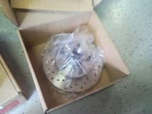 Cross drilled rotors in the box