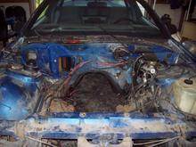engine bay before cleaning