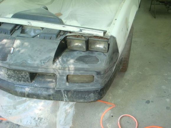 Starting to sand the bumper cover. I'll eventually pull it back off and take it completely apart to refinish everything but figured its easier to do the bulk of the sanding in place.