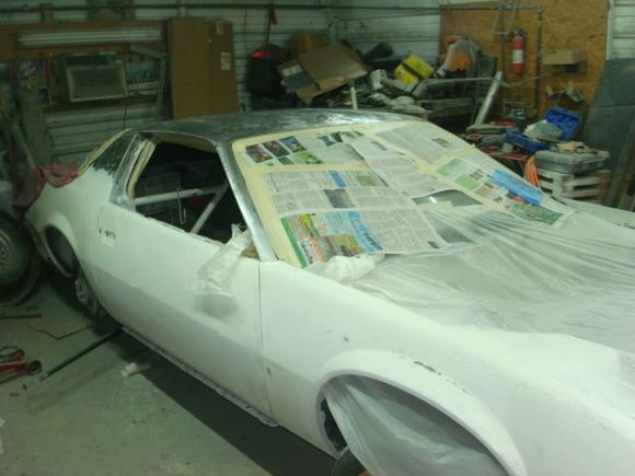  Masked up and wiped down, ready to spray epoxy.