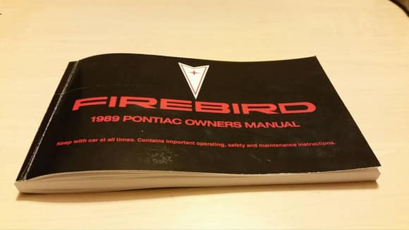 Owners Manual - 89 Pontiac Firebird