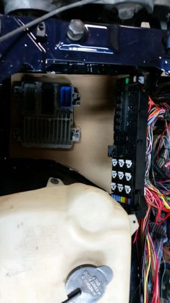 Sizing up the Drivers battery tray/Evap canister area for the relay set and ecu. A friend is going to use the template to build a polished stainless steel box and I'm using Aircraft bulkhead connectors and cable cannon plugs to terminate the wiring for the relay bank and ecu