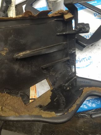 A pic of the backside with all the welds on the cracks and the finished slot.