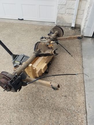 Picture of it in action after removing the rear from the car.  To ease transportation, I got it hoisted onto a regular furniture dolly purchased years ago from Harbor Freight.