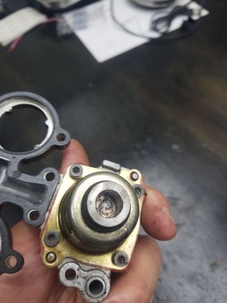 The four T15 bolts to remove the regulator housing.  I have also started to drill out the weld that GM put on at the factory.