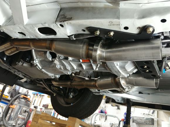 Holley LS headers and Vibrant muffler mockup.