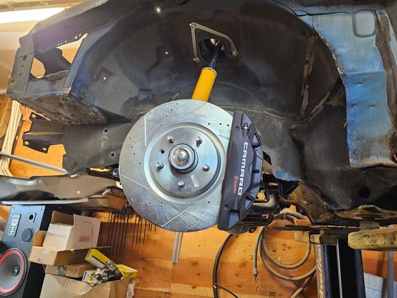 Drivers side Big Brake Upgrade.  I really hope someday Scott is able to get the new spindle design made.  Where it uses the newer self contained hub and bearings as it would eliminate the spindle for our cars.