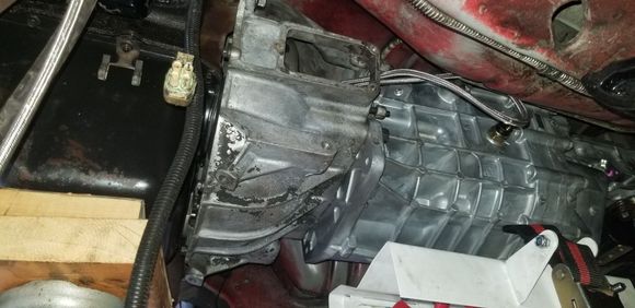 Fully seated!!  You can see the driver's side inspection cover hole there.  I have small hands, so I was able to jam my hand in there and guide the HTOB onto the input shaft