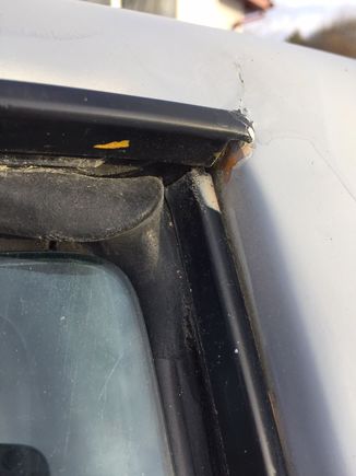 Driver's side window b-pillar.
