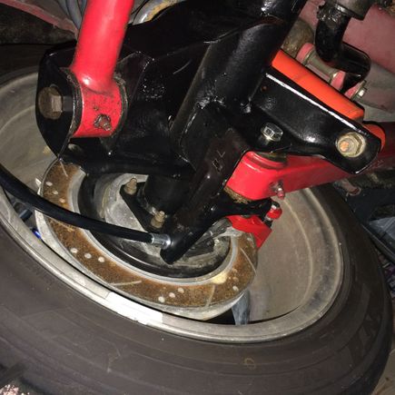 I used Ed's Miller's pre-bent line kit and parking brake cables for the brake swap. Very easy swap!
Need to go back and mod the parking cable brackets though as they wouldn't work with my LCA relocation brackets.