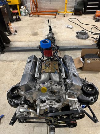 Just added the valve cover caps and that should do it for the motor, now just needs to go in and get tank, overflow tank, remote filter and air separator, cooler  and lines installed.