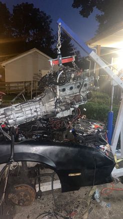 Removing the engine from the junk berlinetta after I accepted that it was junk