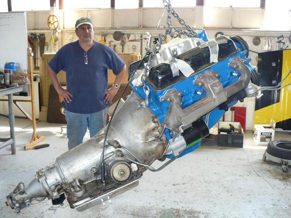Engine and Tranny Post Rebuild... and my pops in the background