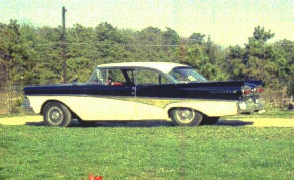 1958 Ford with police interceptor. Probably too much car for a teenager but Uncle Sam was calling anyway so it passed on to the next caretaker