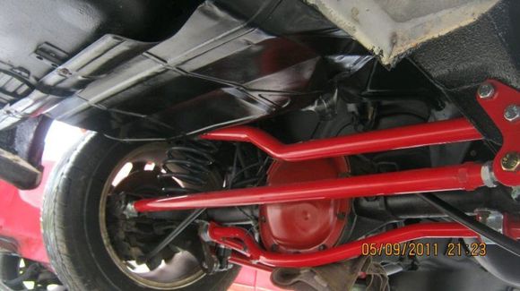Rear Suspension with pan hard bar to allow for true dual exhaust
