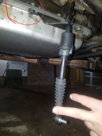 I've circled the bold it's attached to, there's another bolt in the top left corner of the picture that I suppose it cou