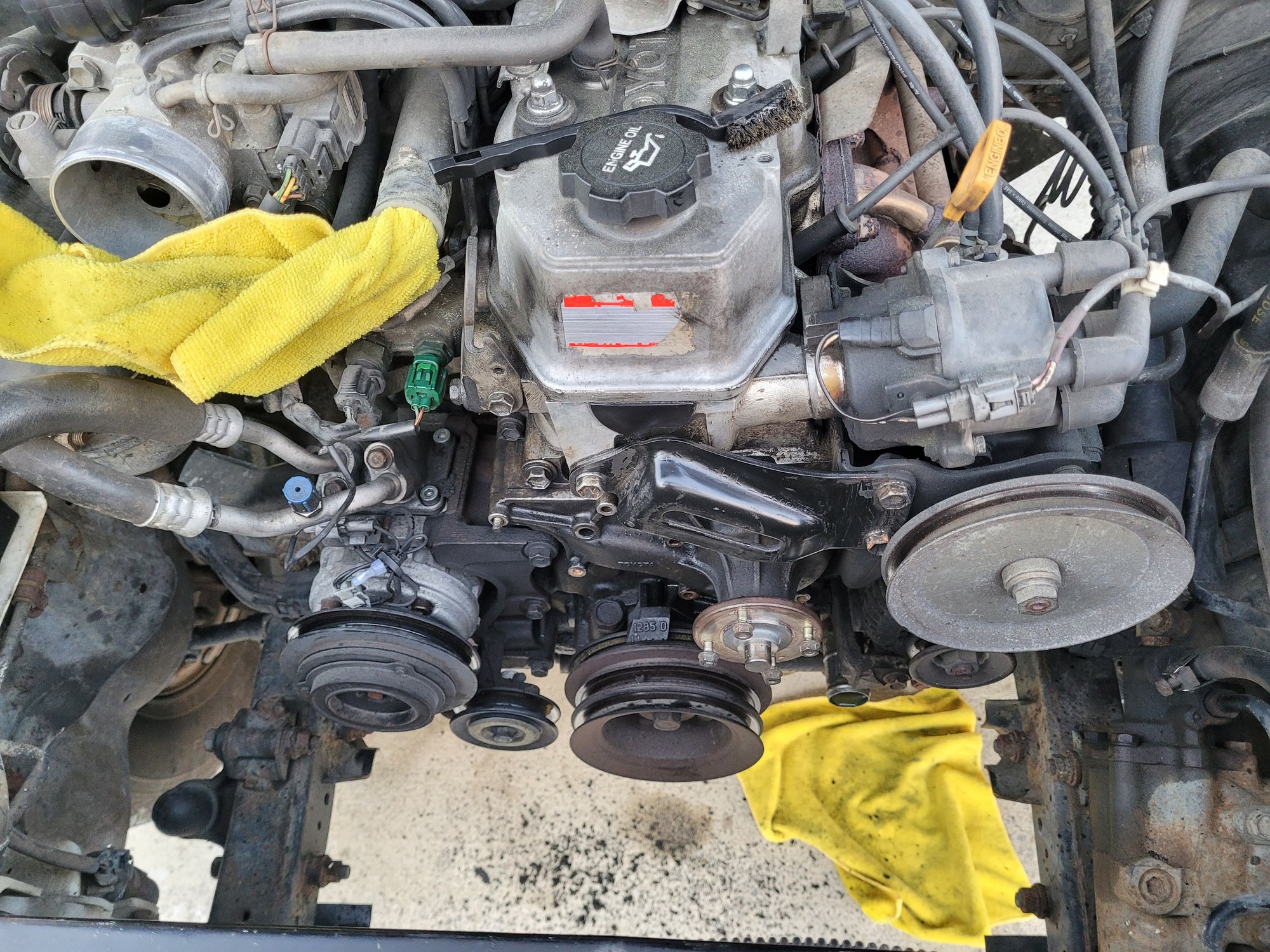 So, the water pump decided it was tired. It's been leaking through the weep hole for a while. Figured I better get after it. 