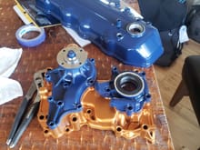 Valve cover and oil pump/ water pump painted