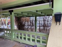 Support beam on the opposite side along with a 6 x 8 support post. Secondary beams are 4 x 6 for with 2 x 6 purlins every 30”. All hardware and fasteners are from Simpson’s architectural product line. 