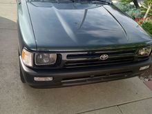 Showing LED Headlights, clear turn signals Plasti-Dip painted fender, wipers and window trim, tinted window top trim.