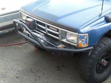 Winch and bumper, side view