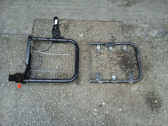 Side by side comparison. The durango seat bottom on the left and the modified 4Runner frame on the right.
