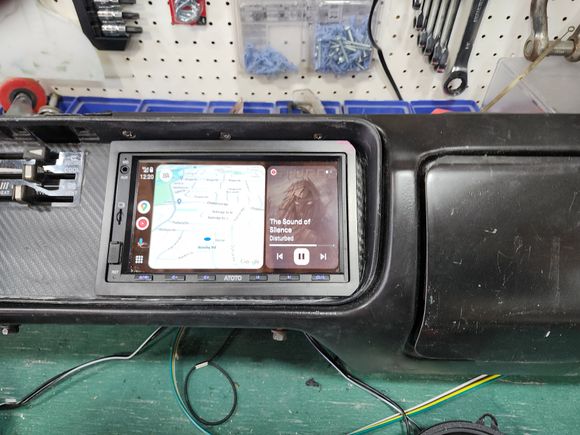 The dash was in three pieces. Used fiberglass to put it together and made space for a touchscreen stereo. Lots more to do.