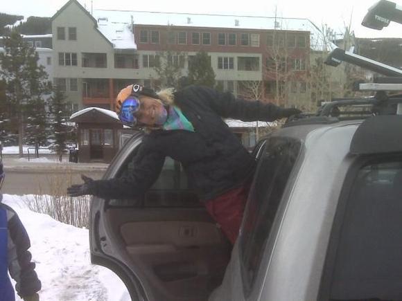 KO 2.27.10 - unloading skis and snowboards at Keystone.