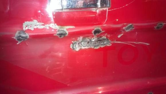 Before I got the truck someone hit the tailgate with a splitting maw.
