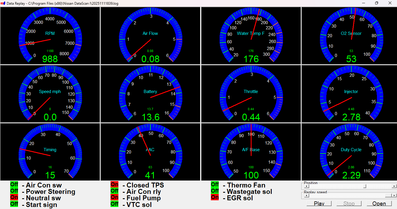 This pic is what the readings looked like when I idle it without the MAF plugged in. 