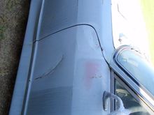 Closeup of door damage.